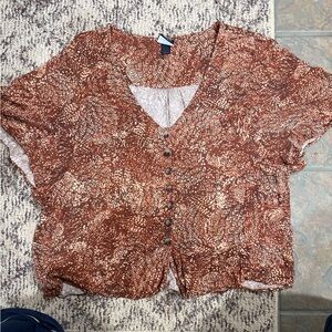 Buckle Brown Button-Down Blouse